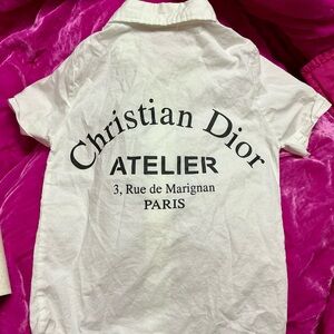 Dior White Casual Shirt with Black Lettering